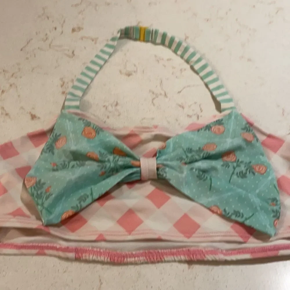 Matilda Jane bikini top with bow mint green and pink SZ 14
